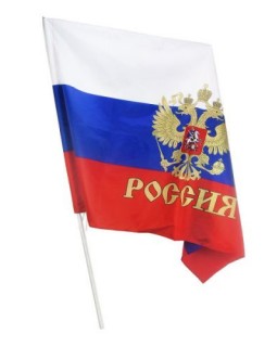 Флаг России 115*180 мм, флагшток пластик