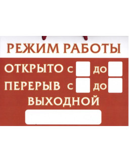 Табличка "Режим работы" НЛО, 30*22 см, пластик, на дверь